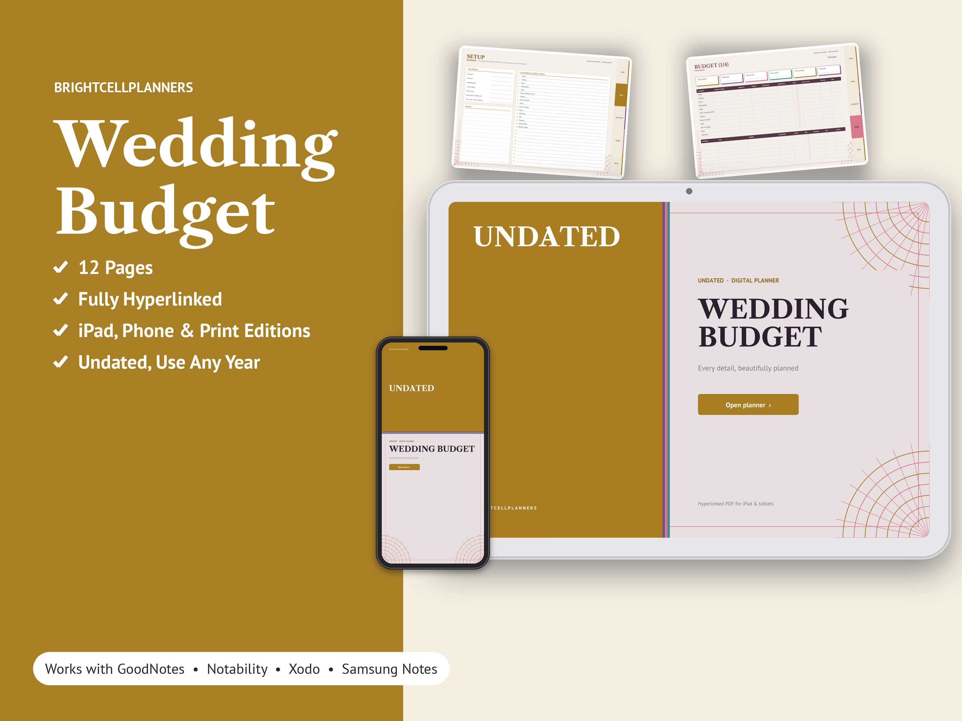 Wedding Budget – Digital Planners by BrightCellPlanStudio