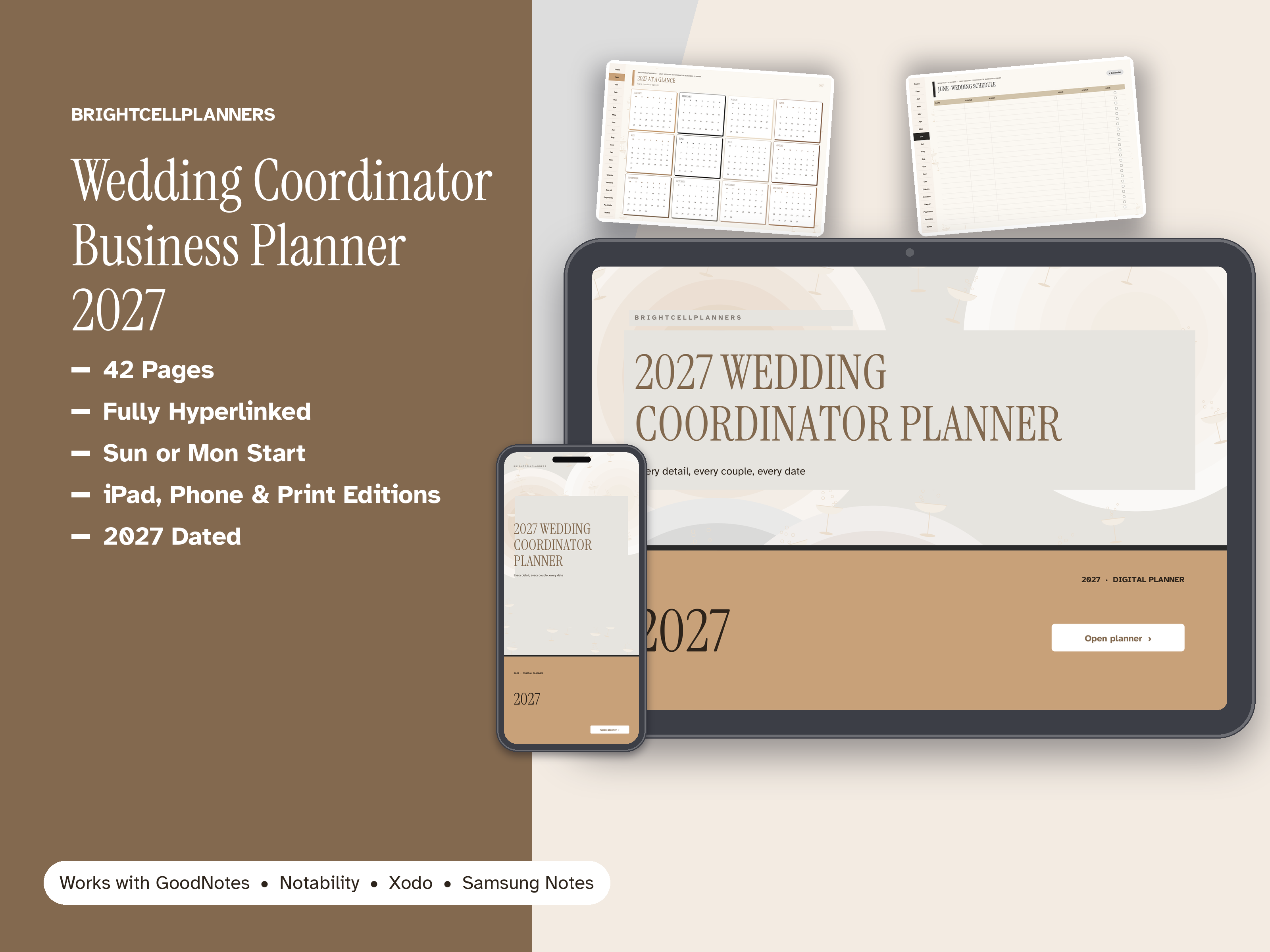 Wedding Planner Business Planner – Digital Planners by BrightCellPlanStudio