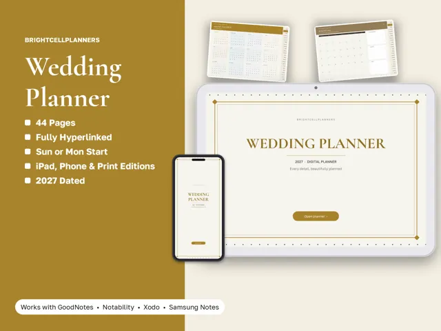 Wedding Planner – Digital Planners by BrightCellPlanStudio