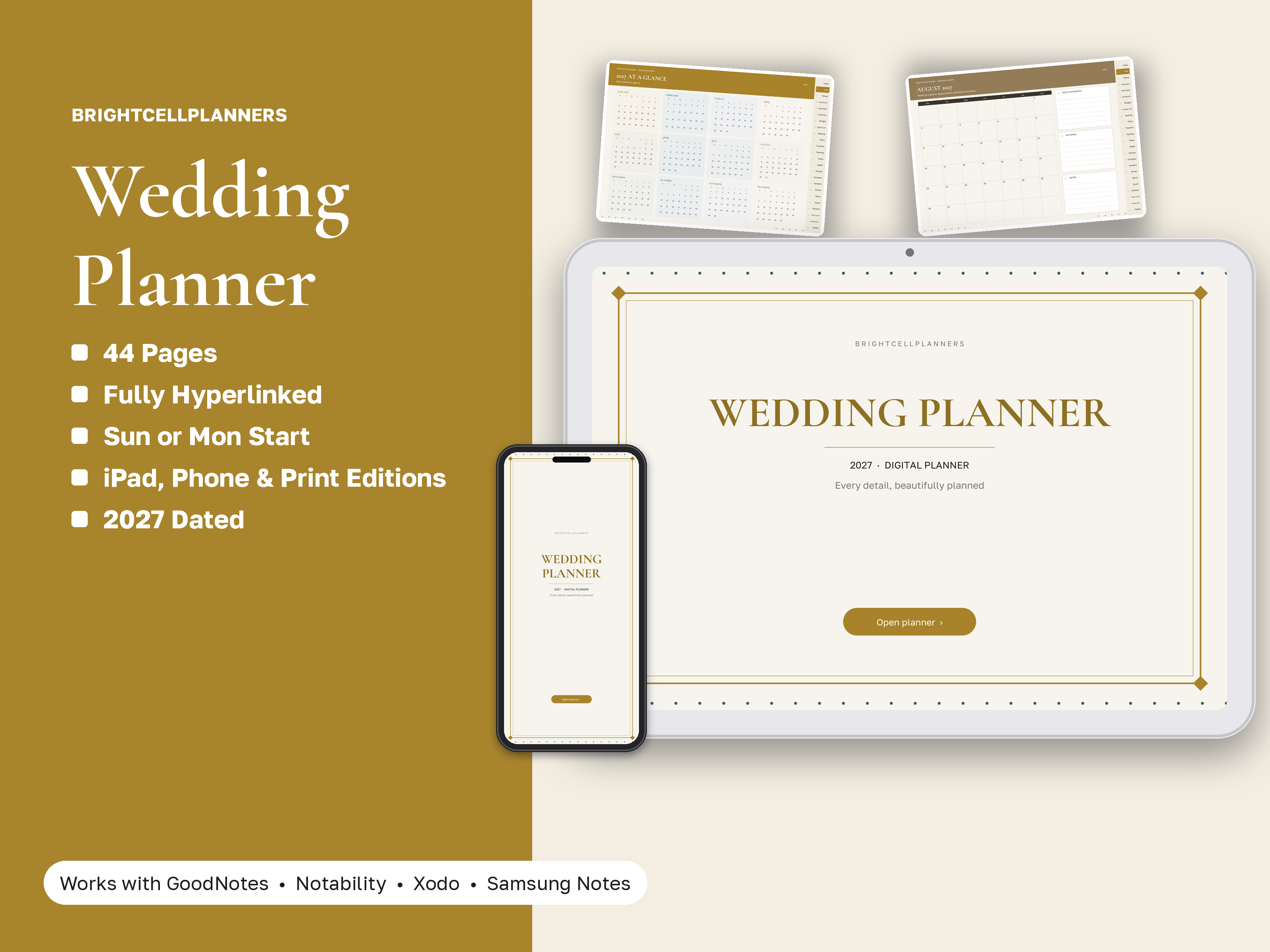 Wedding Planner – Digital Planners by BrightCellPlanStudio