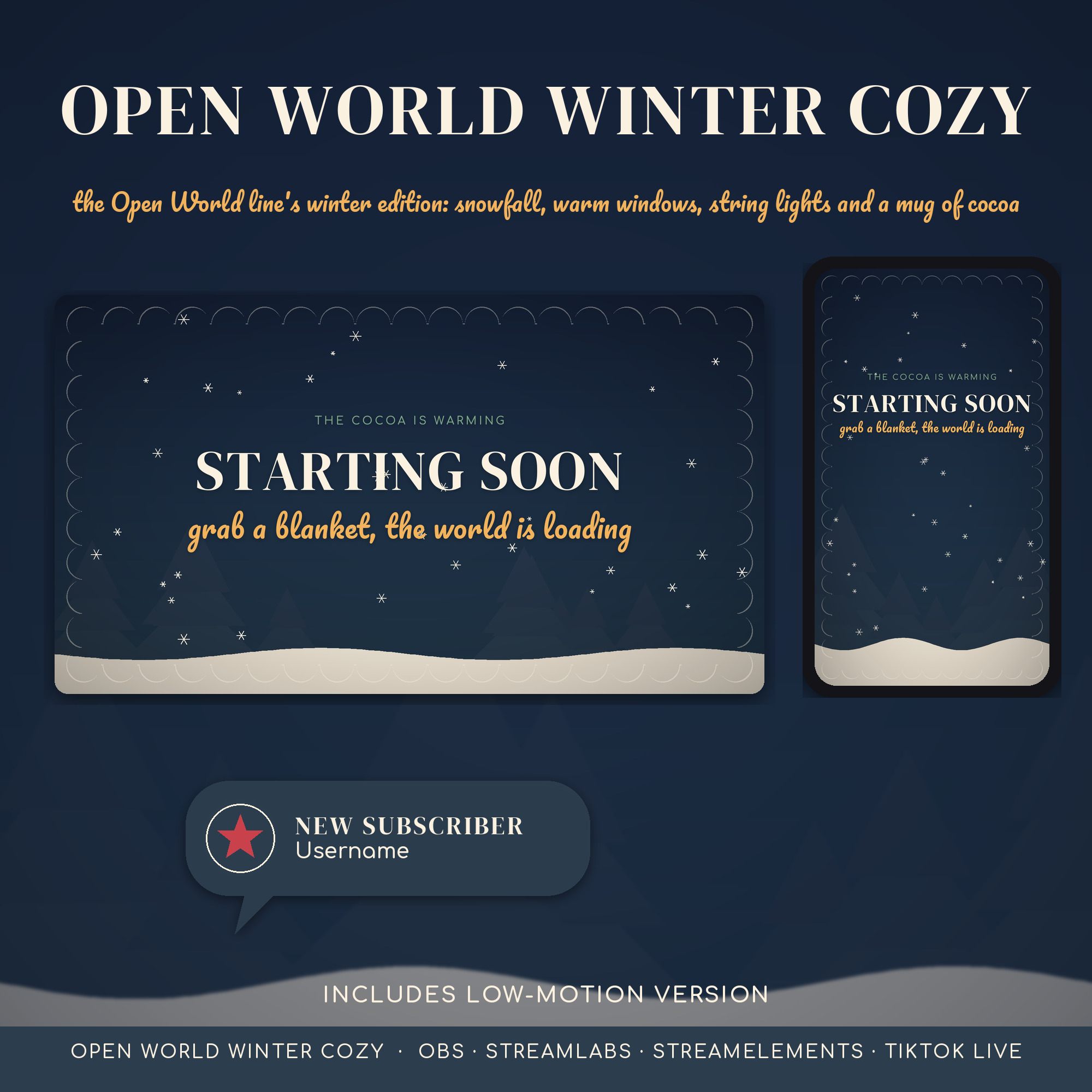 Winter Cozy OBS Overlay Pack – OBS Stream Overlays by SpoonfulOfCalmStudio