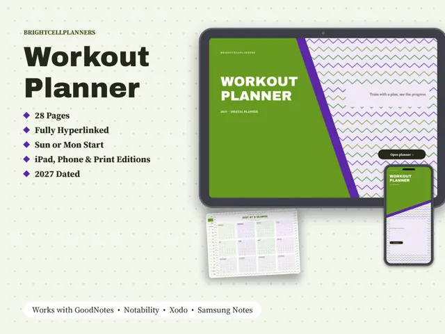 Workout Planner – Digital Planners by BrightCellPlanStudio