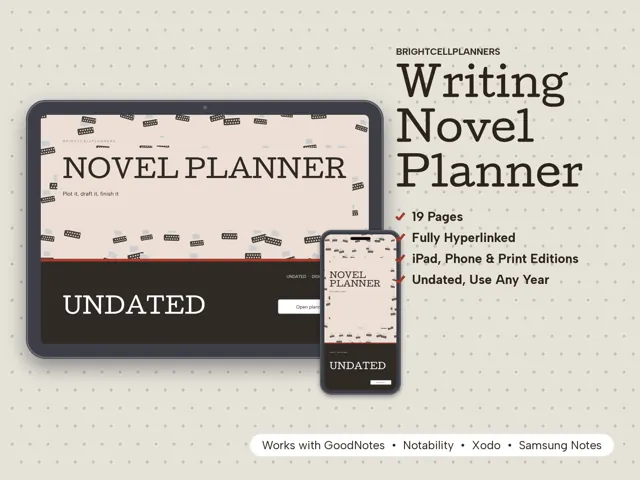 Novel Planner – Digital Planners by BrightCellPlanStudio