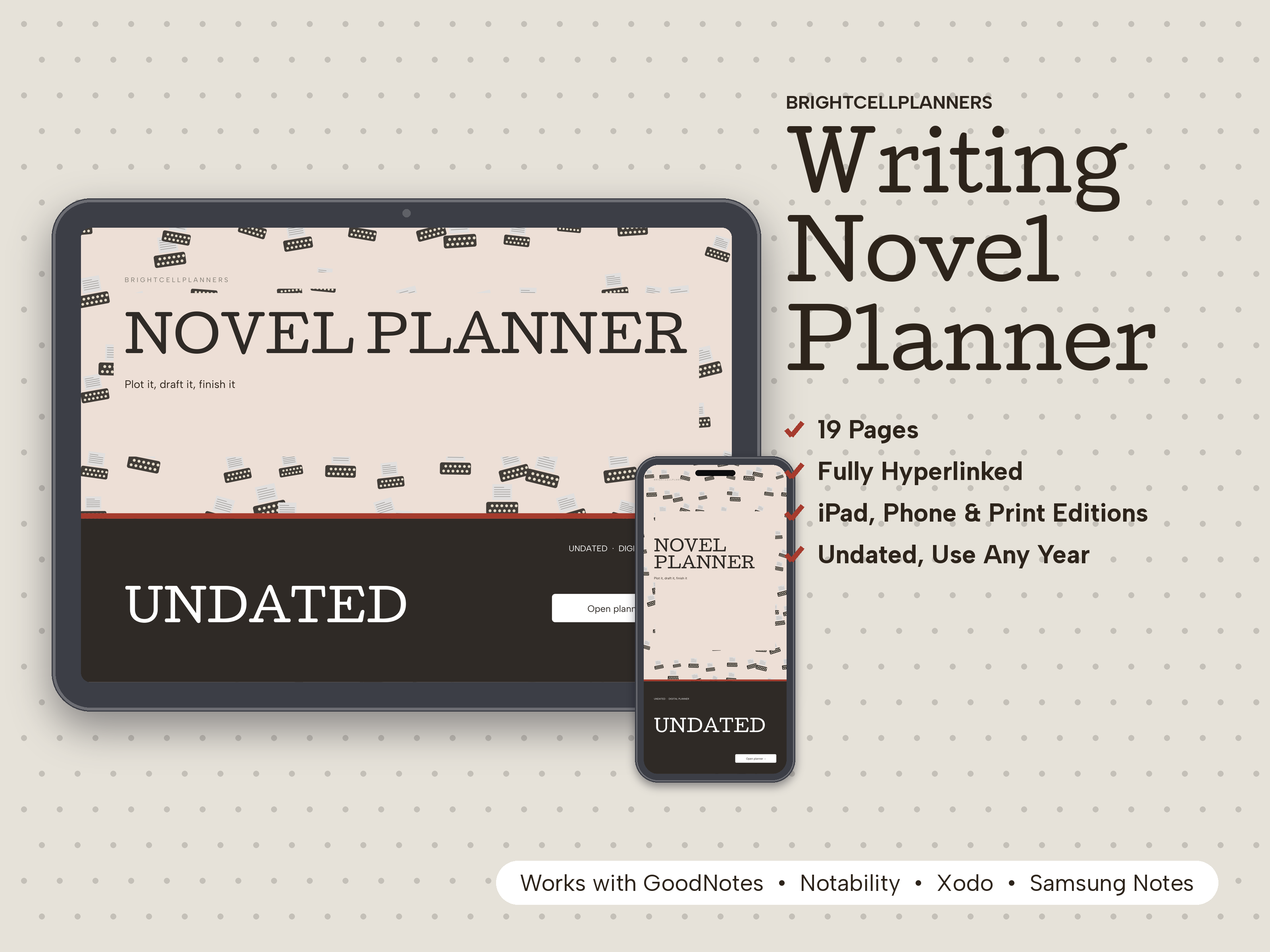 Novel Planner – Digital Planners by BrightCellPlanStudio