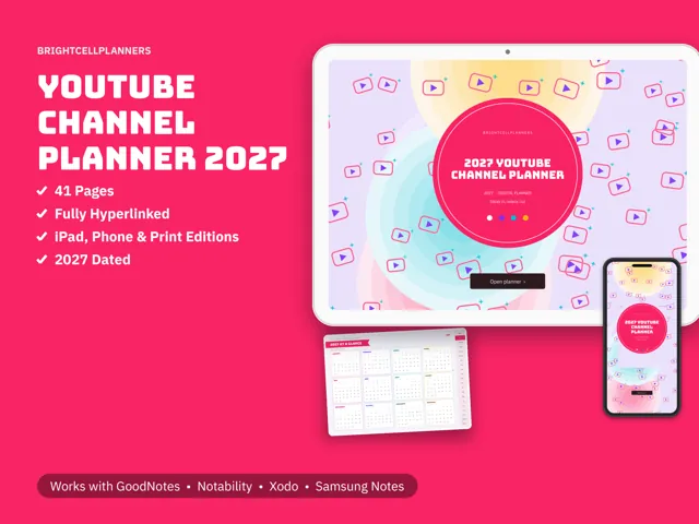 YouTube Planner – Digital Planners by BrightCellPlanStudio